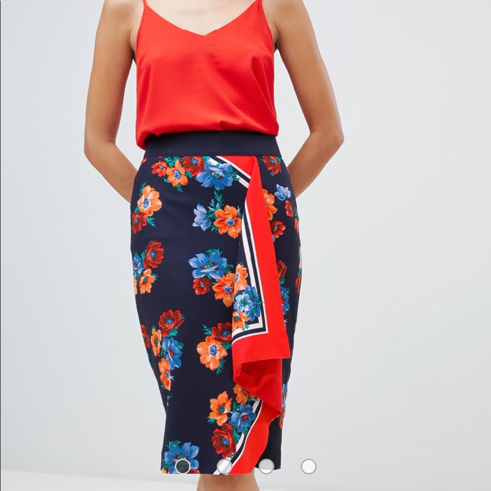 ASOS OASIS BRAND midi scarf print pencil skirt XS
